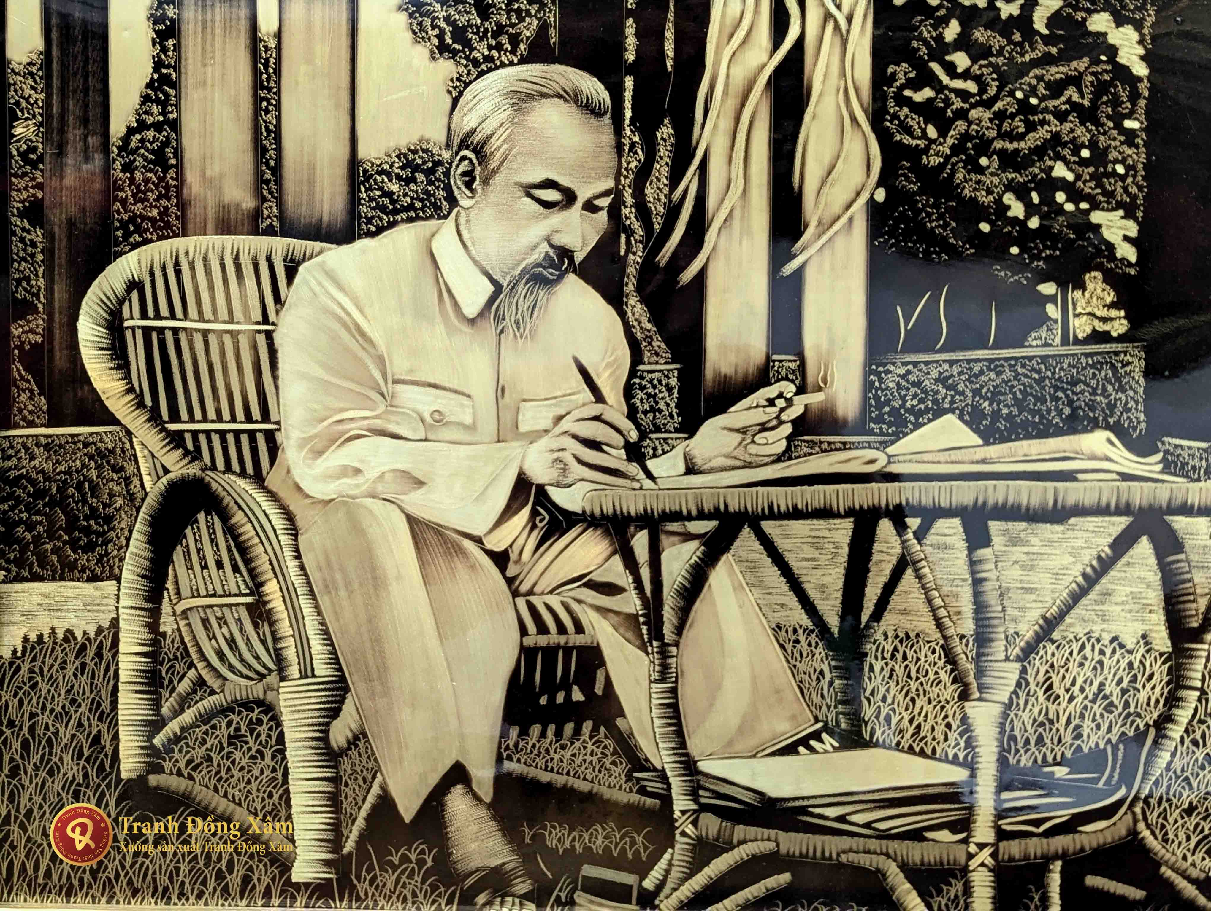 tranh Bác Hồ ngồi làm việc