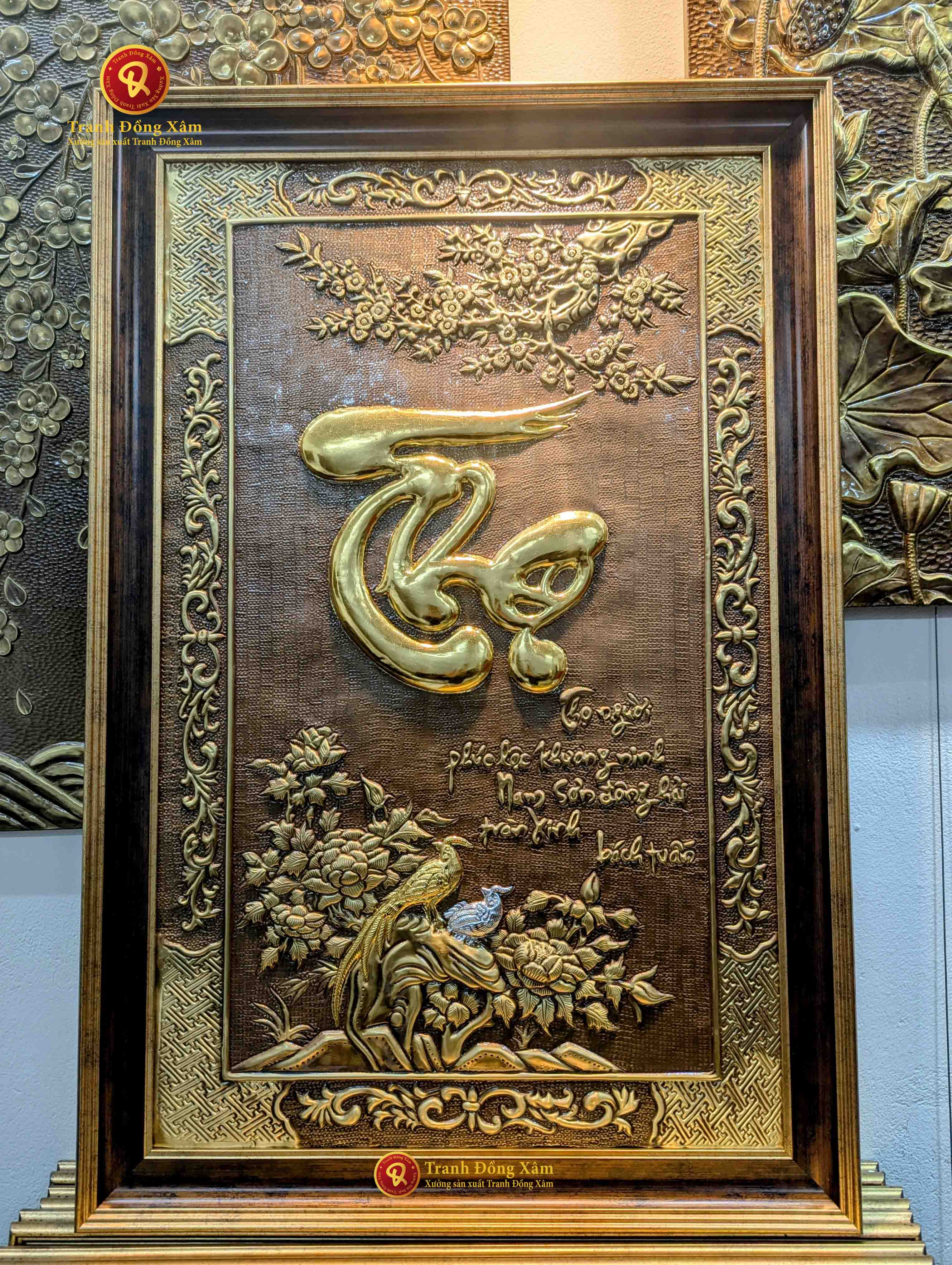 quà tặng chữ thọ mạ dát vàng