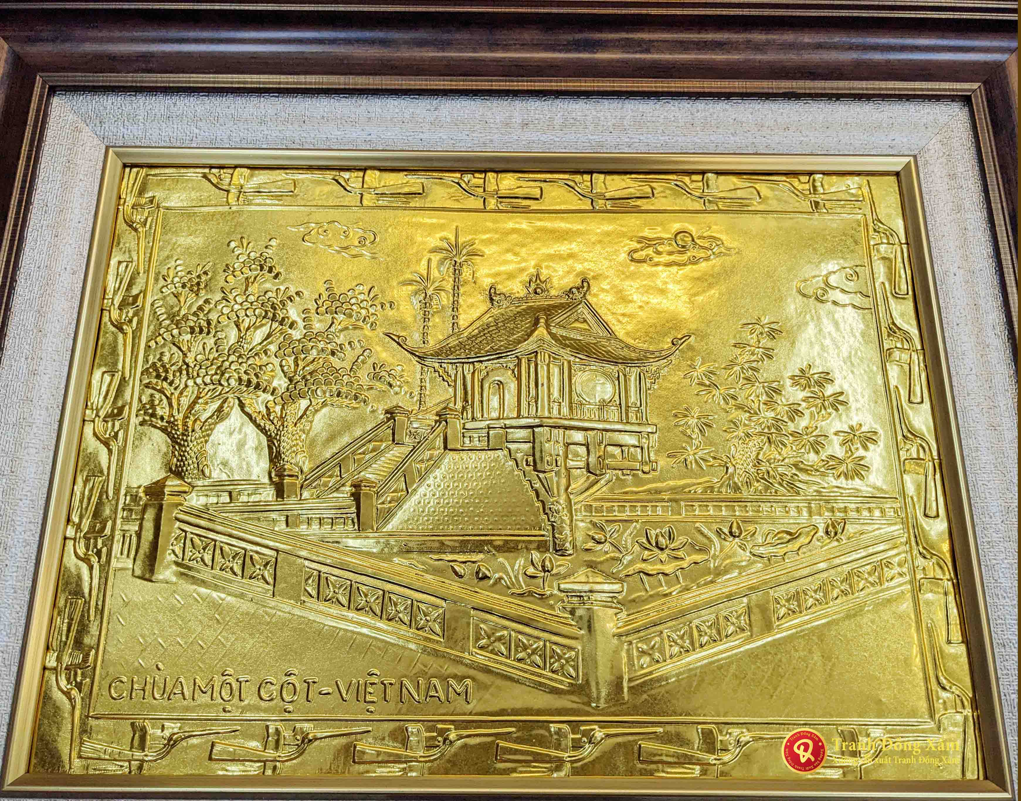 tranh chùa một cột mạ vàng