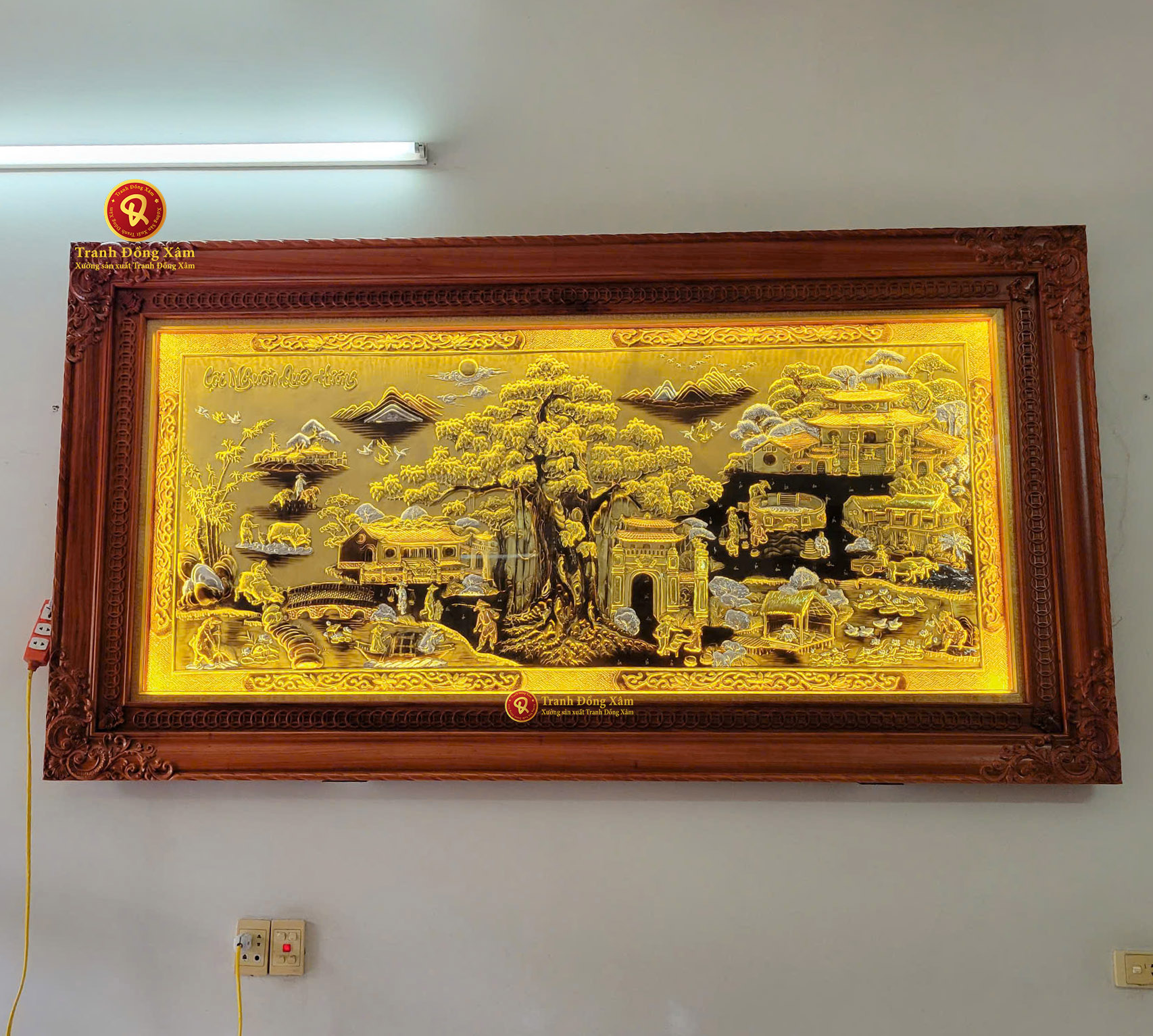 tranh cội nguồn quê hương khung gỗ hương