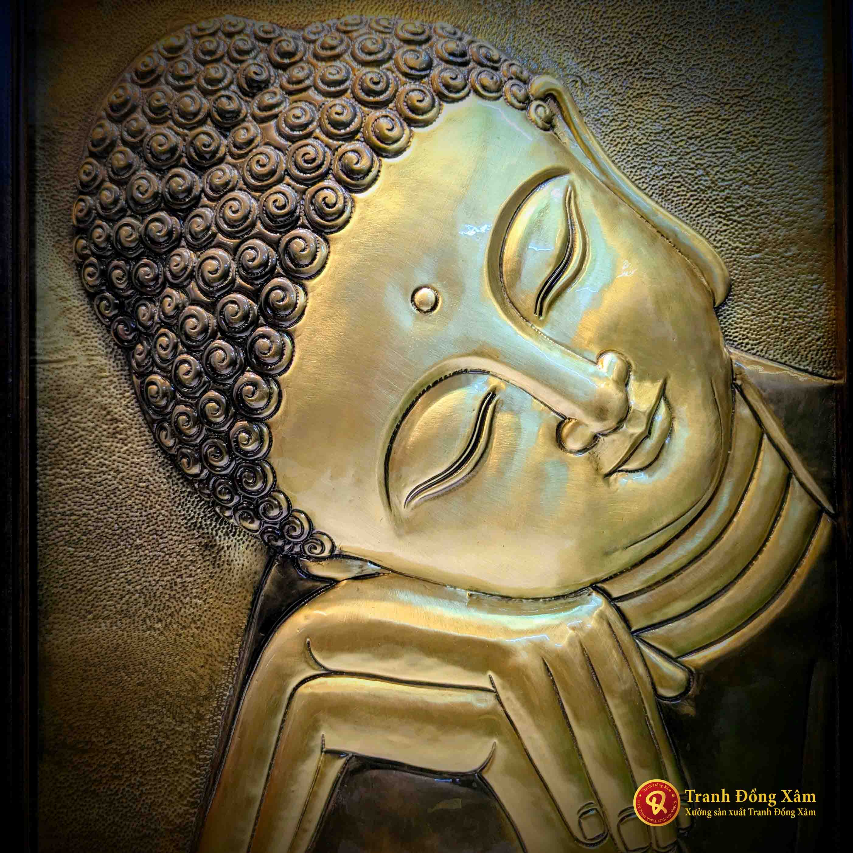 tranh phật ngồi an nhiên bằng đồng