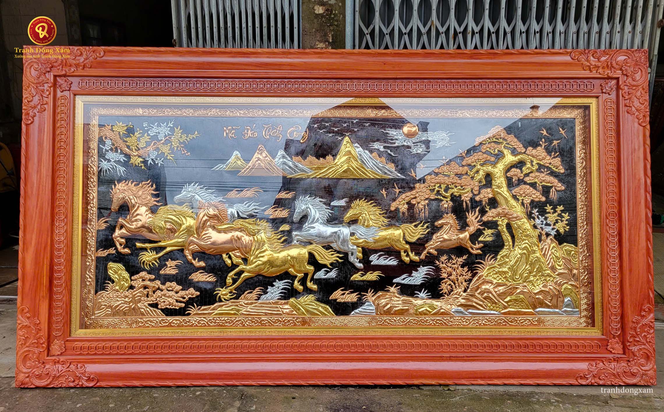tranh mã đáo thành công đồng đỏ quà tặng