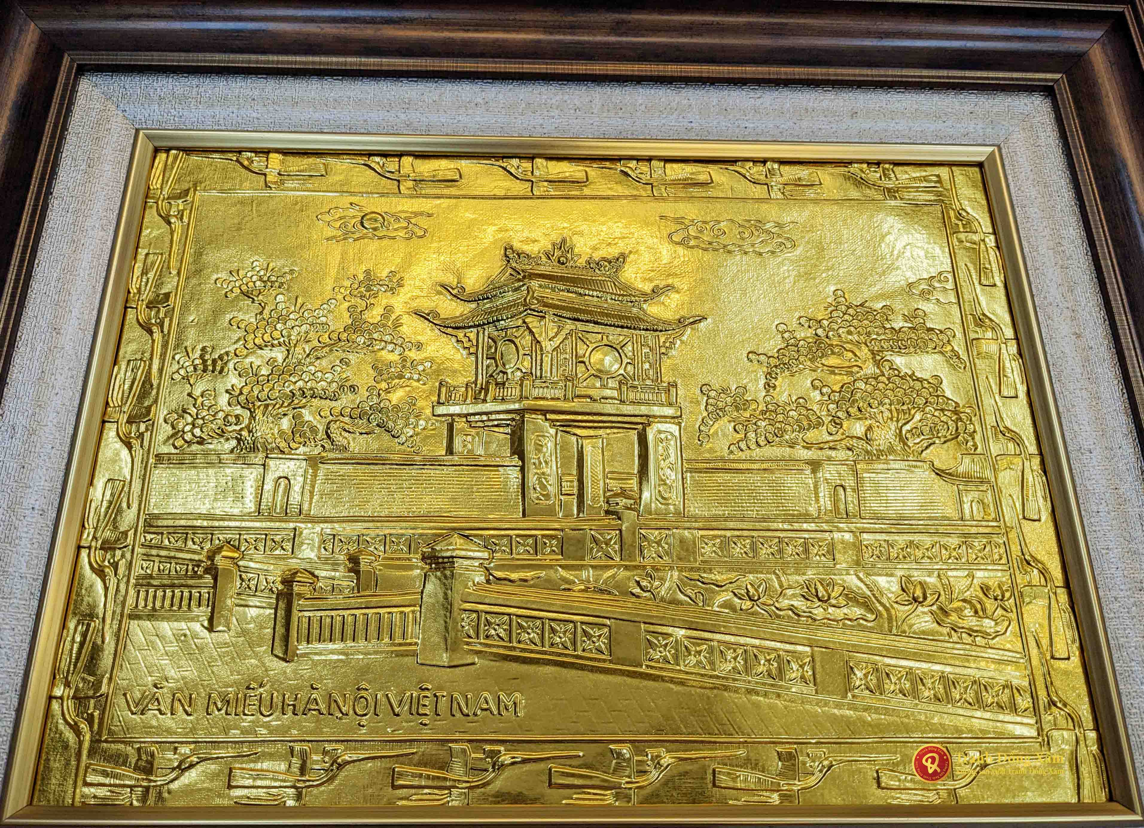 tranh văn miếu quốc tử giám mạ dát vàng quà tặng